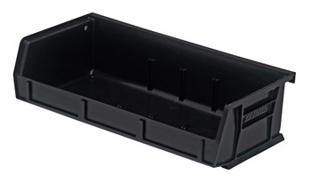 Bin, stacking or hanging, 11"W x 5-3/8"D x 3"H, Black, Black, Polypropylene, QUS232BKCS