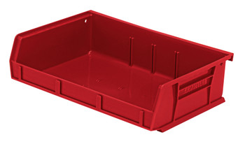 Bin, stacking or hanging, 11"W x 7-3/8"D x 3"H, Red, Red, Polypropylene, QUS236RD
