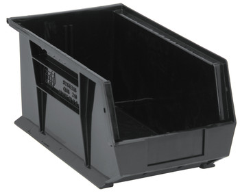 Bin, stacking or hanging, 8-1/4"W x 14-3/4"D x 7"H, Black, Black, Recycled PP, QUS240BR