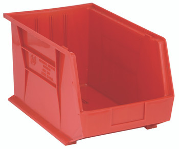 Bin, stacking or hanging, 11"W x 18"D x 10"H, Red, Red, Polypropylene, QUS260RD