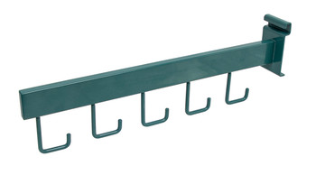 Store Grid Hook Arm, includes 5 hooks, green epoxy antimicrobial finish, Epoxy Coated, Gray, 0, Carbon Steel, SG-HA5P
