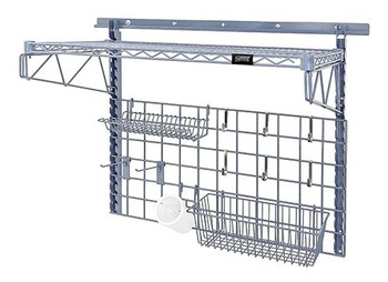 Store Grid Medium-Duty Kit, includes: (1) 40" wall track, (2) 31" upright, Epoxy Coated, Gray, 0, Carbon Steel, SGK-401836-2GY