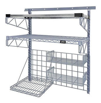 Store Grid Medium-Duty Kit, includes: (1) 40" wall track, (2) 44" uprights, Epoxy Coated, Gray, 0, Carbon Steel, SGK-401836-3GY