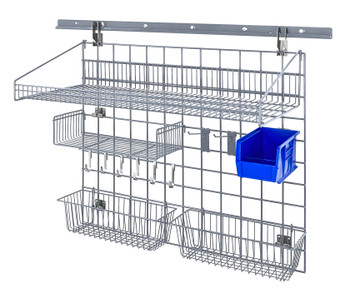 Store Grid Medium-Duty Kit, includes: (1) 40" wall track, (2) 31" upright, Epoxy Coated, Gray, Blue, Carbon Steel, SGK-401836-4GYBL
