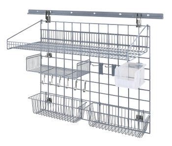 Store Grid Medium-Duty Kit, includes: (1) 40" wall track, (2) 31" upright, Epoxy Coated, Gray, Clear, Carbon Steel, SGK-401836-4GYCL