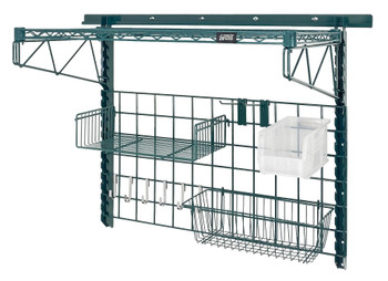 Store Grid Medium-Duty Kit, includes: (1) 40" wall track, (2) 31" upright, Epoxy Coated, Green, Clear, Carbon Steel, SGK-401836-4PCL