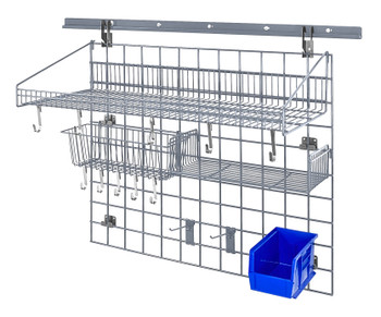 Store Grid Standard-Duty Kit, includes: (1) 40" wall track, (1) 30" x 36" grid panel, Epoxy Coated, Gray, Blue, Carbon Steel, SGK-403036-2GYBL