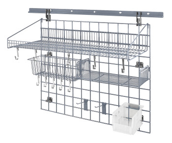 Store Grid Standard-Duty Kit, includes: (1) 40" wall track, (1) 36"W x 30"H grid panel, Epoxy Coated, Gray, Clear, Carbon Steel, SGK-403036-2GYCL