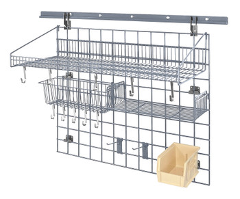Store Grid Standard-Duty Kit, includes: (1) 40" wall track, (1) 30" x 36" grid panel, Epoxy Coated, Gray, Ivory, Carbon Steel, SGK-403036-2GYIV