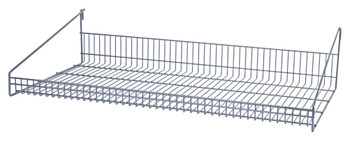 Store Grid Shelf, 36"W x 14"D x 7-1/2"H, with retaining front edge, Epoxy Coated, Gray, 0, Carbon Steel, SG-LS1436GY