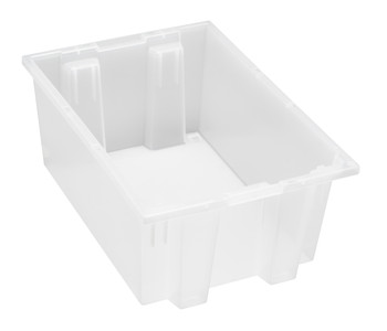 Stack and Nest Tote, 19-1/2"D x 13-1/2"W x 8"H, heavy duty, Clear, Clear, Polypropylene, SNT200CLCS