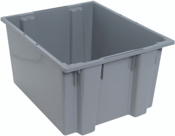 Stack and Nest Tote, 23-1/2"D x 19-1/2"W x 13"H, heavy duty, Gray, Gray, Polypropylene, SNT230GY