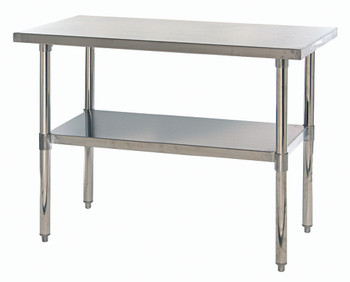 Work Table, 48"W x 24"D x 34"H, hemmed edges, Stainless, 0, Stainless, SST-2448U