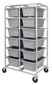 Tub Rack, mobile, 60 lb. weight capacity per bin, Gray Metallic, Gray, Aluminum, TR12-2516-8GY