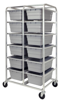 Tub Rack, mobile, 60 lb. weight capacity per bin, Gray Metallic, Gray, Aluminum, TR12-2516-8GY
