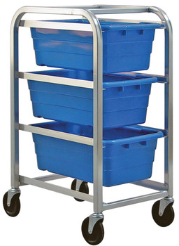 Tub Rack, mobile, 60 lb. weight capacity per bin, Gray Metallic, Blue, Aluminum, TR3-2516-8BL