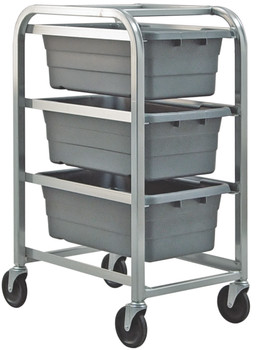 Tub Rack, mobile, 60 lb. weight capacity per bin, Gray Metallic, Gray, Aluminum, TR3-2516-8GY