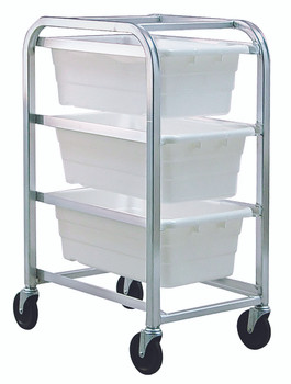 Tub Rack, mobile, 60 lb. weight capacity per bin, Gray Metallic, White, Aluminum, TR3-2516-8WT