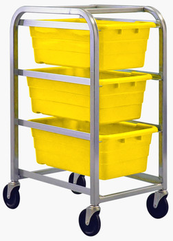 Tub Rack, mobile, 60 lb. weight capacity per bin, Gray Metallic, Yellow, Aluminum, TR3-2516-8YL