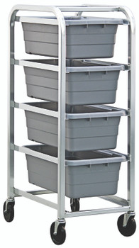 Tub Rack, mobile, 60 lb. weight capacity per bin, Gray Metallic, Gray, Aluminum, TR4-2516-8GY