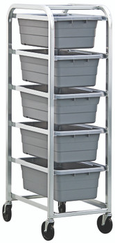 Tub Rack, mobile, 60 lb. weight capacity per bin, Gray Metallic, Gray, Aluminum, TR5-2516-8GY