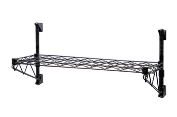 Cantilever Single WIne Shelf Post Wall Mount, (1) 48"W x 14"D wine shelf, (2) 14" posts, Epoxy Coated, Black, 0, Carbon Steel, WC14-1448WBK