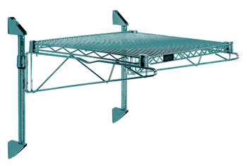 Cantilever Single Shelf Post Wall Mount, (1) 42"W x 18"D shelf, (2) 14" posts, Epoxy Coated, Green, 0, Carbon Steel, WC14-CB1842P