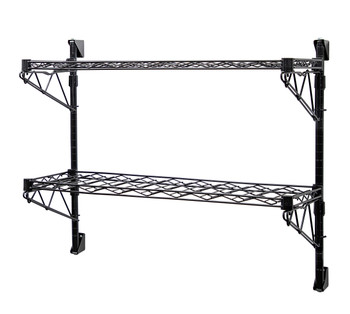 Cantilever Single WIne Shelf Post Wall Mount, (2) 48"W x 14"D wine shelf, (2) 34" posts, Epoxy Coated, Black, 0, Carbon Steel, WC34-1448WBK-2