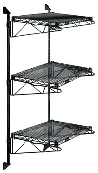 Cantilever Double Shelf Post Wall Mount, (3) 54"W x 14"D shelves, (2) 54" posts, Epoxy Coated, Black, 0, Carbon Steel, WC54-CB1454BK
