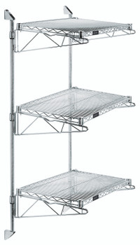 Cantilever Double Shelf Post Wall Mount, (3) 54"W x 14"D shelves, (2) 54" posts, Chrome, 0, Carbon Steel, WC54-CB1454C