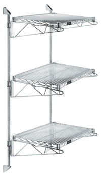 Cantilever Double Shelf Post Wall Mount, (3) 54"W x 18"D shelves, (2) 54" posts, Chrome, 0, Carbon Steel, WC54-CB1854C