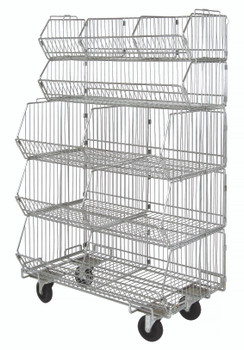 Stacking Basket System, mobile, 36"W x 20"D x 60"H, Chrome, 0, Carbon Steel, WR5-36MSBA-MOB