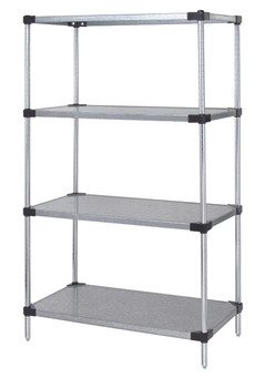 Solid Shelving Starter Kit, 72"W x 18"D x 54"H, includes (4) solid shelves and (4) posts, Galvanized, 0, Carbon Steel, WR54-1872SG