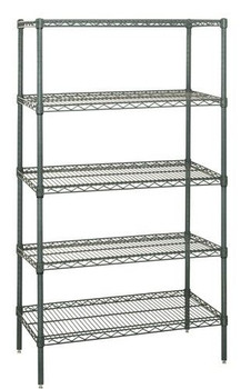 Wire Shelving Starter Kit, 42"W x 30"D x 63"H, 600 - 800 lb. capacity, Epoxy Coated, Green, 0, Carbon Steel, WR63-3042P-5