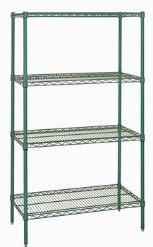 Wire Shelving Starter Kit, 48"W x 36"D x 63"H, 600 - 800 lb. capacity, Epoxy Coated, Green, 0, Carbon Steel, WR63-3648P