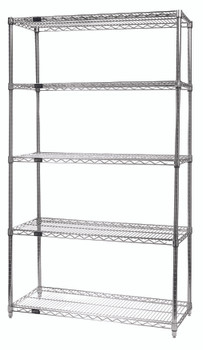 Wire Shelving Starter Kit, 72"W x 36"D x 63"H, 600 - 800 lb. capacity, Chrome, 0, Carbon Steel, WR63-3672C-5