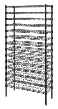 Wine Cradle Shelving Unit, wire, 36"W x 14"D x 74"H, Epoxy Coated, Black, 0, Carbon Steel, WR74-1436WSBK