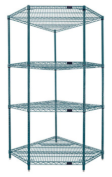 Wire Shelving, Starter Kit, 5-Sided Shelf, Epoxy Coated, Green, 0, Carbon Steel, WR74-1836CRNP