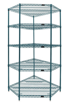 Wire Shelving, Starter Kit, 5-Sided Shelf, Epoxy Coated, Green, 0, Carbon Steel, WR74-1836CRNP-5