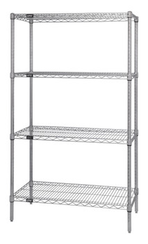 Wire Shelving Starter Kit, 54"W x 18"D x 74"H, 600 - 800 lb. capacity, Stainless, 0, Stainless, WR74-1854S
