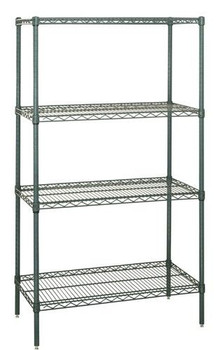 Wire Shelving Starter Kit, 36"W x 24"D x 74"H, 600 - 800 lb. capacity, Epoxy Coated, Green, 0, Carbon Steel, WR74-2436P