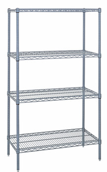 Wire Shelving Starter Kit, 48"W x 24"D x 74"H, 600 - 800 lb. capacity, Epoxy Coated, Gray, 0, Carbon Steel, WR74-2448GY