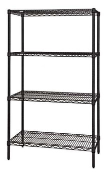 Wire Shelving Starter Kit, 60"W x 24"D x 74"H, 600 - 800 lb. capacity, Epoxy Coated, Black, 0, Carbon Steel, WR74-2460BK