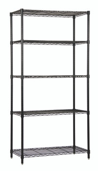 Wire Shelving Starter Kit, 60"W x 30"D x 74"H, 600 - 800 lb. capacity, Epoxy Coated, Black, 0, Carbon Steel, WR74-3060BK-5
