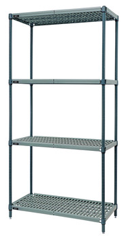 Wire Plastic Mat Shelving Unit, stationary, 4-tier, Epoxy Coated, Green/Polymer, 0, Carbon Steel, WR86-2448WPM