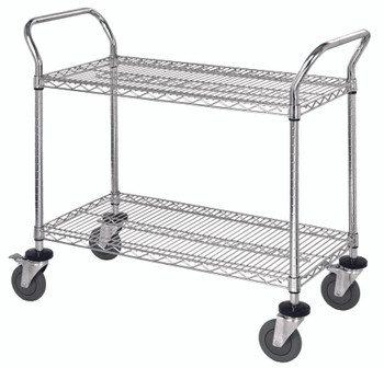 Utility Cart, 36"W x 18"D x 37-1/2"H, (2) wire shelves, Stainless, 0, Stainless, WRC-1836-2S