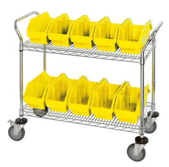 Utility Cart, 36"W x 18"D x 37-1/2"H, includes: (2) wire shelves, Chrome, Yellow, Carbon Steel, WRC2-1836-1265YL