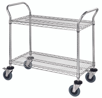 Utility Cart, conductive, 36"W x 24"D x 37-1/2"H, Chrome, 0, Carbon Steel/ESD, WRC-2436-3CO