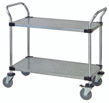 Utility Cart, 48"W x 24"D x 37-1/2"H, (2) galvanized solid shelves, Chrome, 0, Carbon Steel, WRC-2448-2G