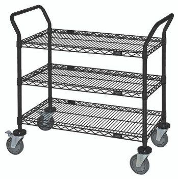 Utility Cart, 60"W x 24"D x 37-1/2"H, 1200 lb. capacity, Epoxy Coated, Black, 0, Carbon Steel, WRC-2460BK-3